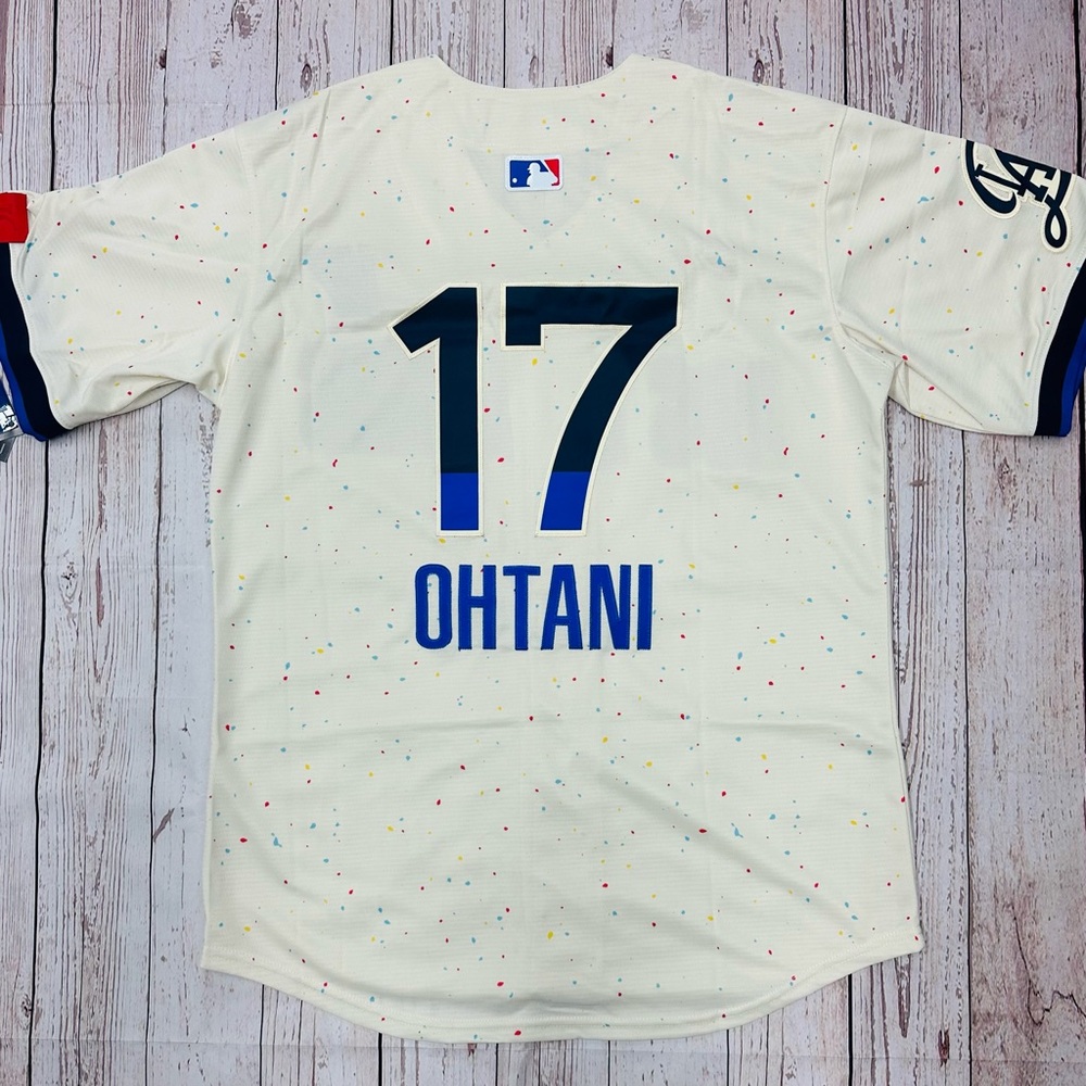 Nike Los Angeles Cream Baseball Jersey with Multicolor Speckle